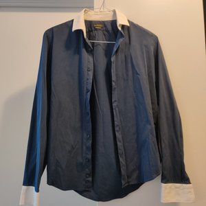 Blue Dress Shirt with White Collar